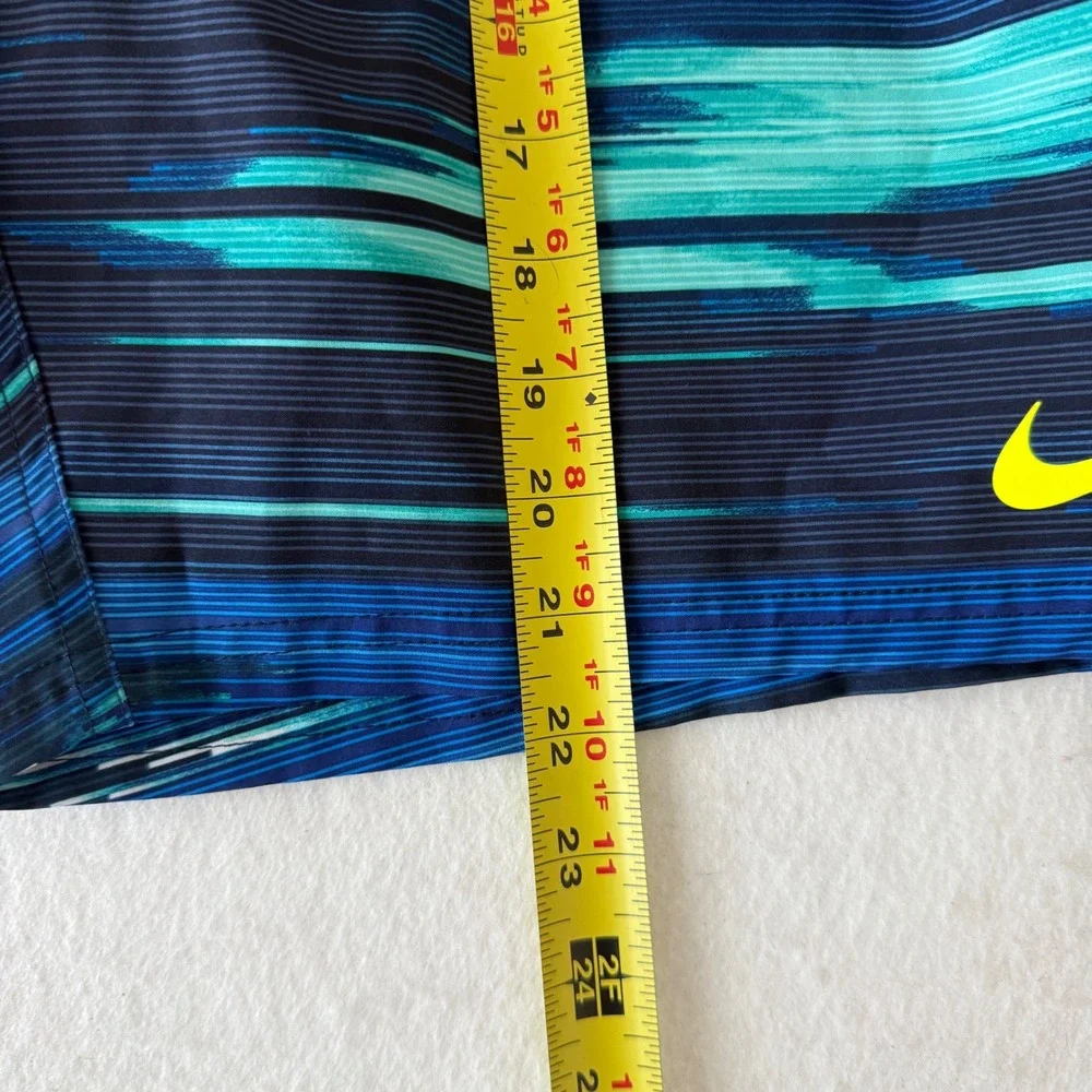 Nike Swim Trunks Mens Large Blue Teal Abstract Stripe Board Shorts Beach Tropics